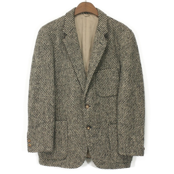 80&#039;s Ring Jacket Caledon Tweed Wool 2 Button Jacket