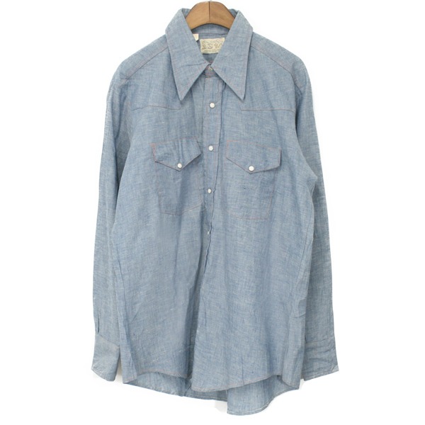 [New] 70&#039;s Triple LLL Brand Chambray Western Shirts