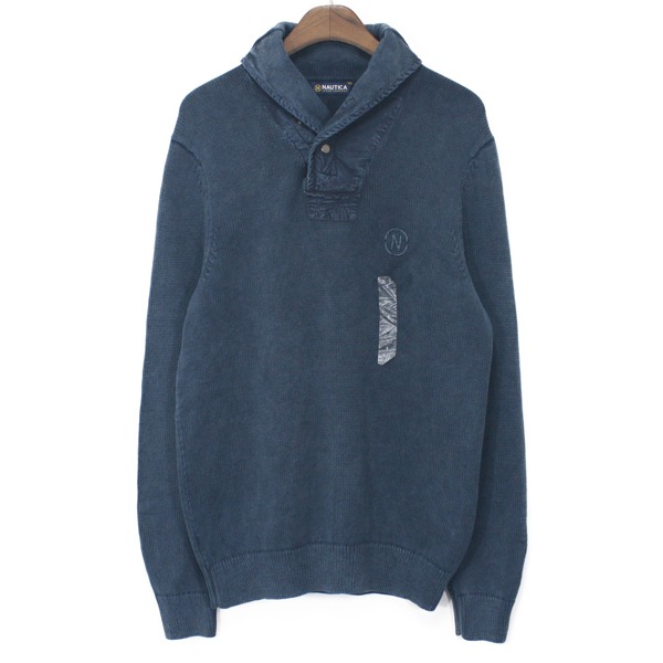[New] Nautica Garment Dye Cotton Shawl Collar Sweater